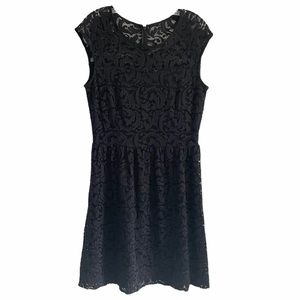 Garnet Hill Black Lace Cap Sleeve A Line Dress 6